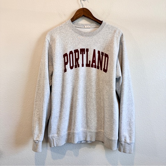 Brandy Melville Tops - Brandy Melville Oversized Varsity Portland Crewneck Sweatshirt Preppy Academia L